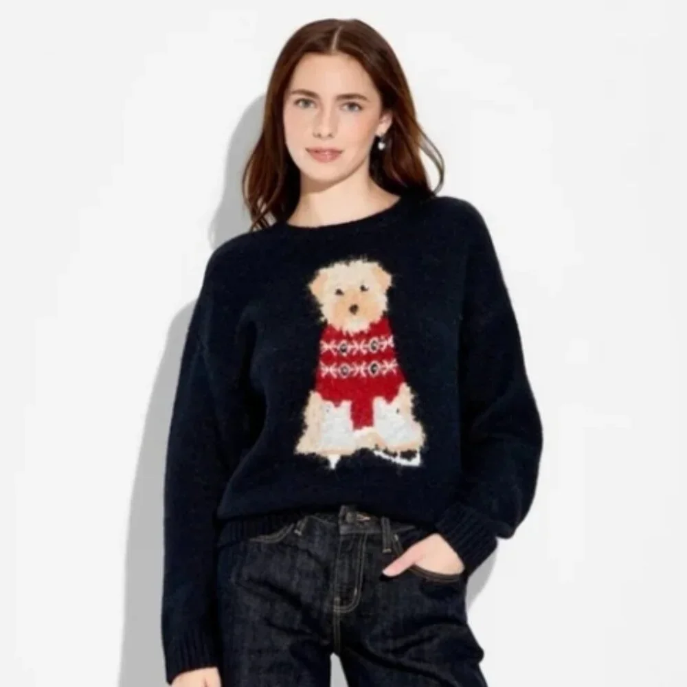 NEW S Women's Wild Fable Crewneck Heritage Novelty Sweater - Picture 1 of 1